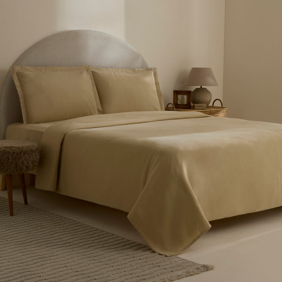 Karaca Home Farel Muslin Double Bed Quilt Set, Mink - MALLTURK