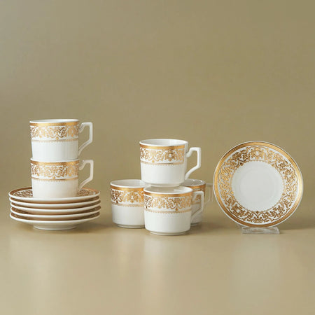 Karaca Nur Porcelain Turkish Coffee Cup Set for 6, 100 ml - MALLTURK