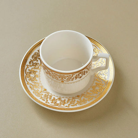 Karaca Nur Porcelain Turkish Coffee Cup Set for 6, 100 ml - MALLTURK