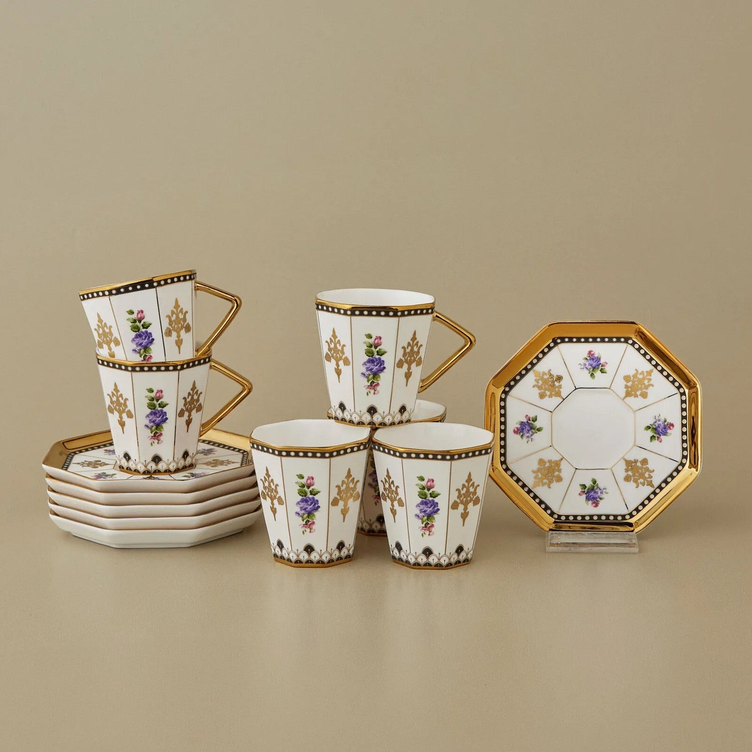 Karaca Alia Turkish Coffee Cup Set for 6, 100 ml - MALLTURK