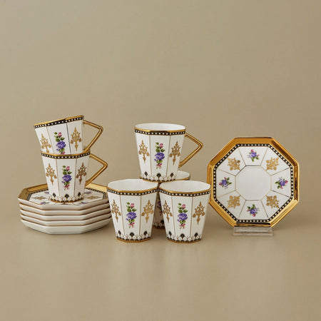 Karaca Alia Turkish Coffee Cup Set for 6, 100 ml - MALLTURK