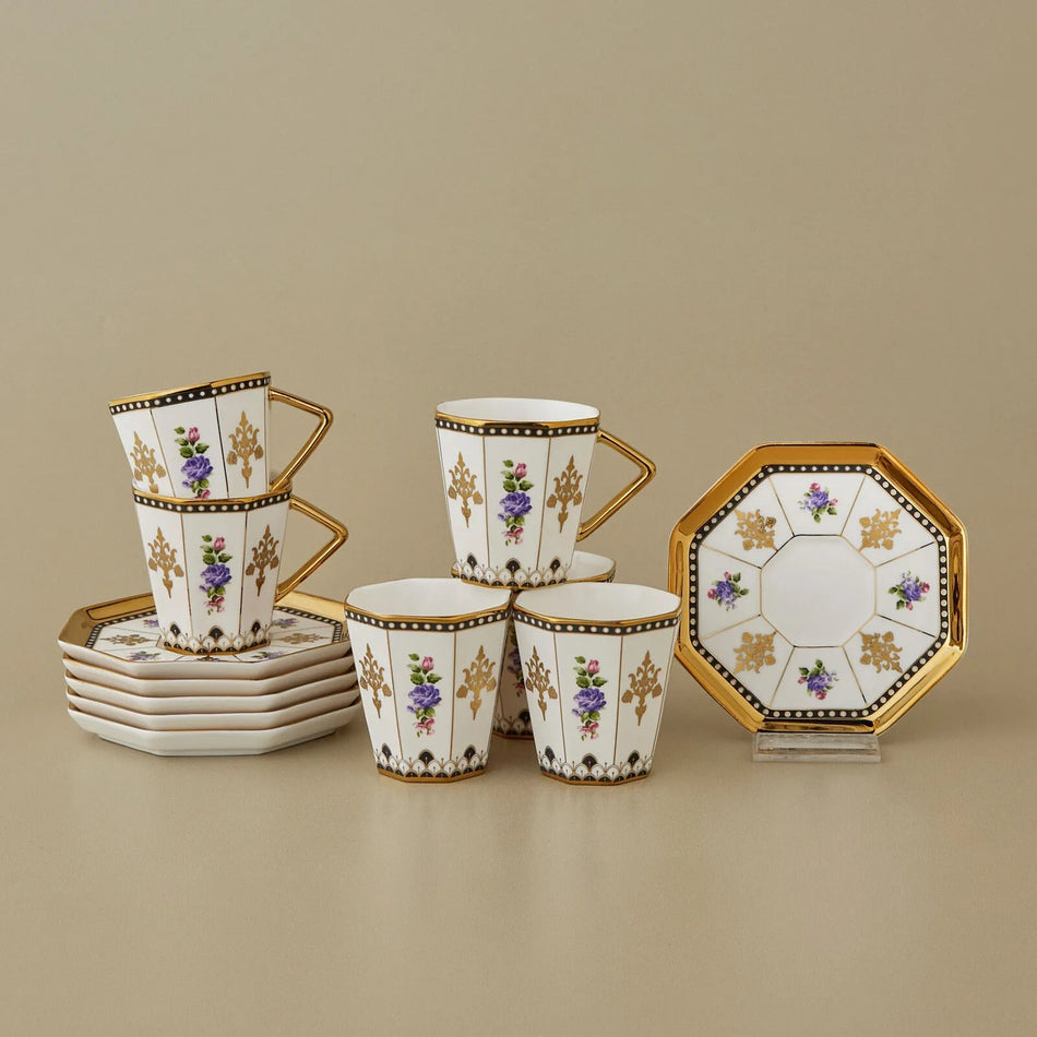 Karaca Alia Turkish Coffee Cup Set for 6, 100 ml - MALLTURK
