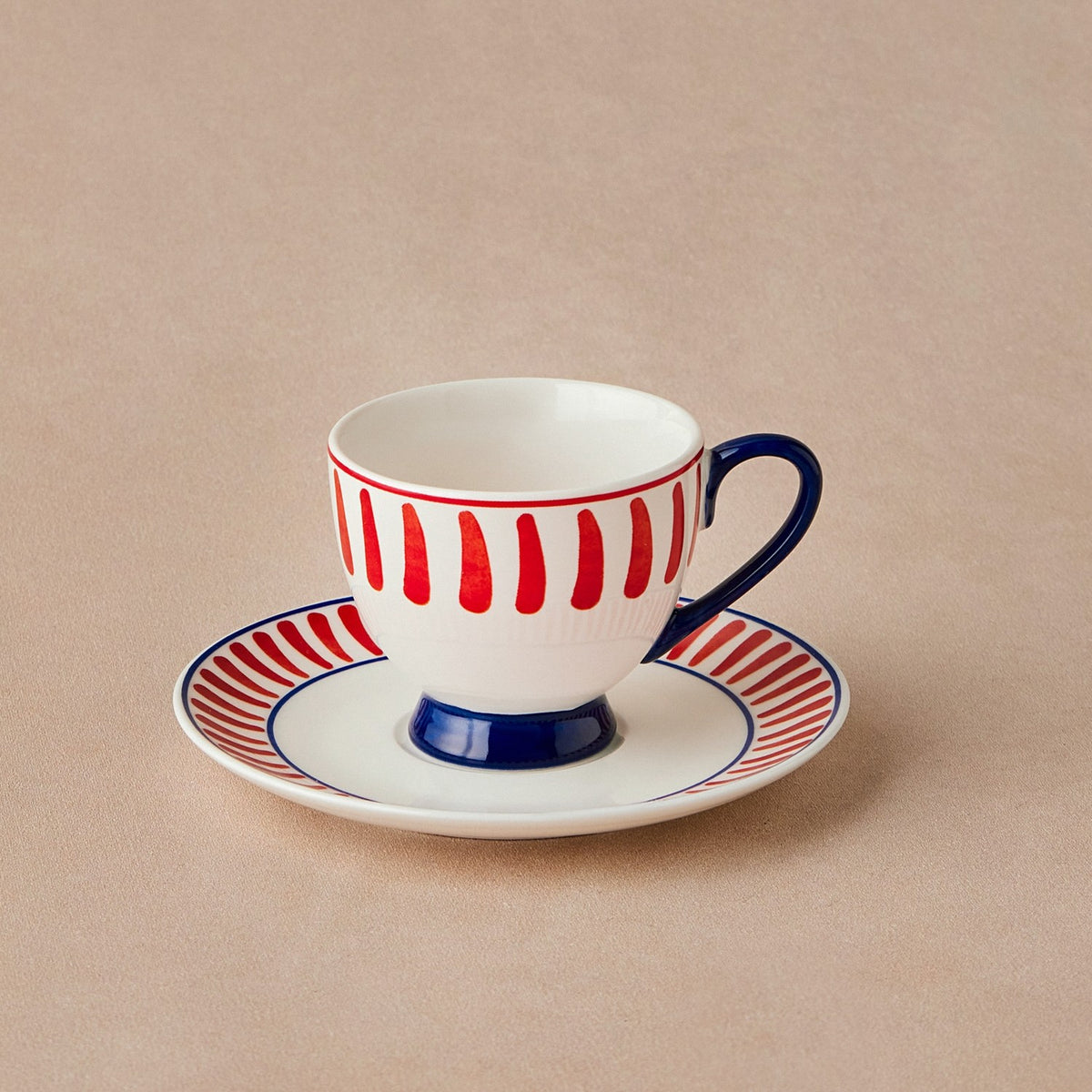 Karaca Deep Red Striped Turkish Coffee Cup Set 90 ml - MALLTURK