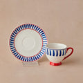 Karaca Deep Blue Striped Turkish Coffee Cup Set 90 ml