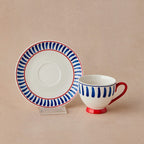 Karaca Deep Blue Striped Turkish Coffee Cup Set 90 ml
