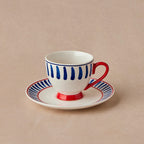 Karaca Deep Blue Striped Turkish Coffee Cup Set 90 ml