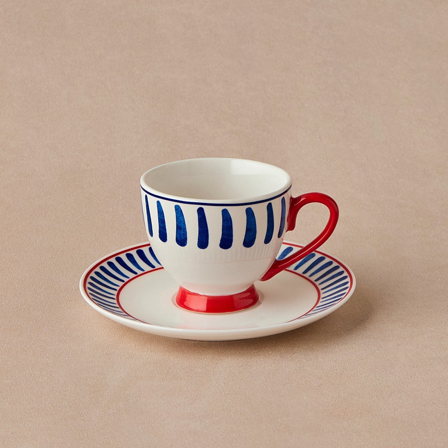 Karaca Deep Blue Striped Turkish Coffee Cup Set 90 ml
