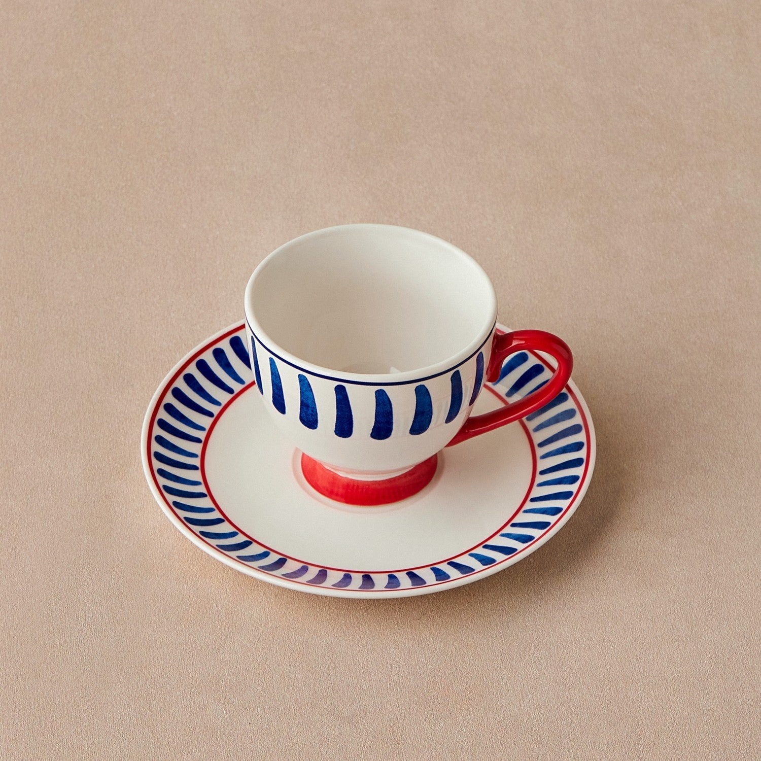 Karaca Deep Blue Striped Turkish Coffee Cup Set 90 ml