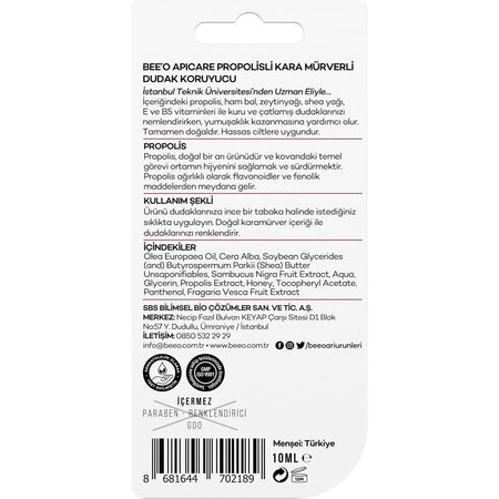 BEE'O Lip Balm Moisturizing Care Black Elderberry 10 ml - MALLTURK