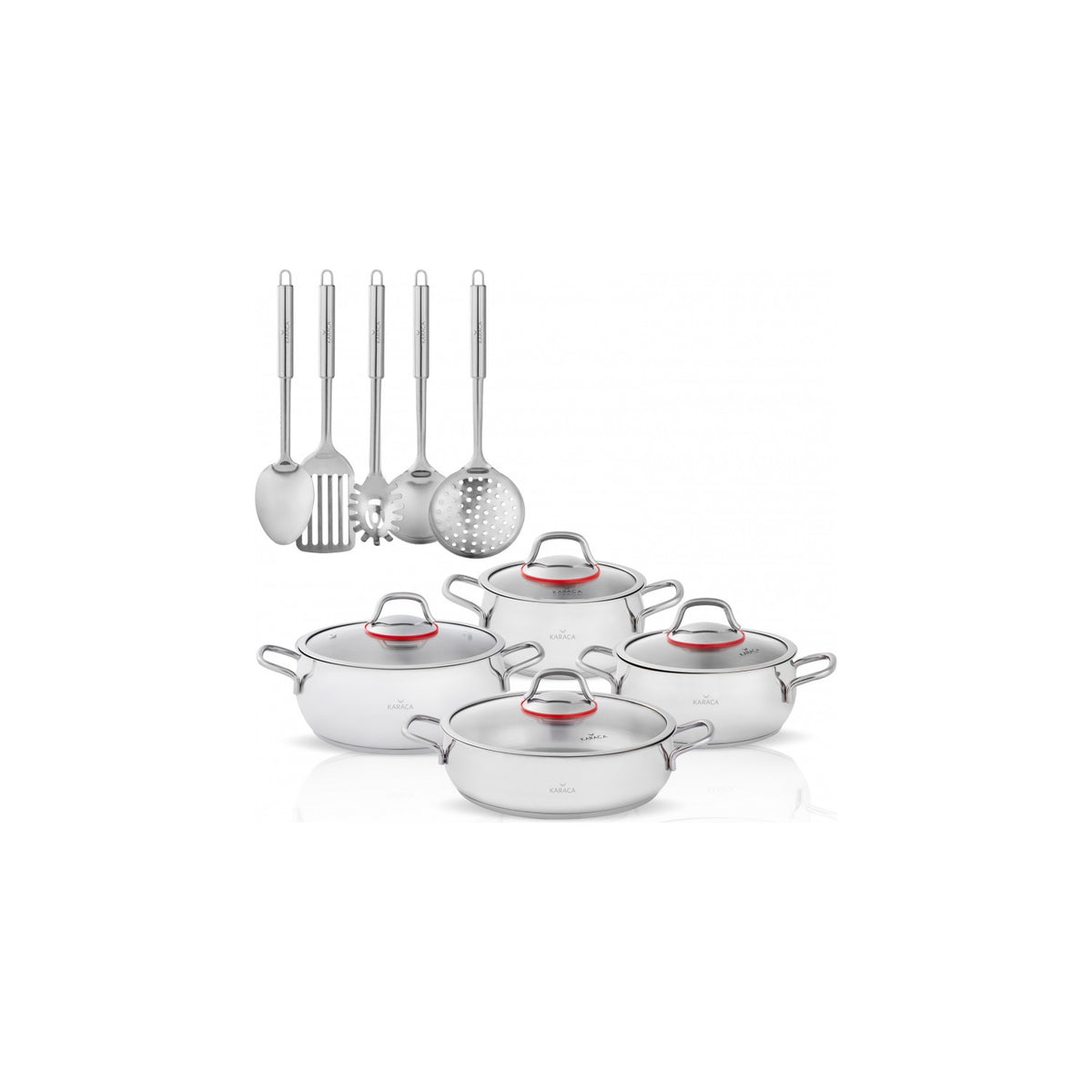 Karaca Deep Red Striped Turkish Coffee Cup Set 90 ml - MALLTURK