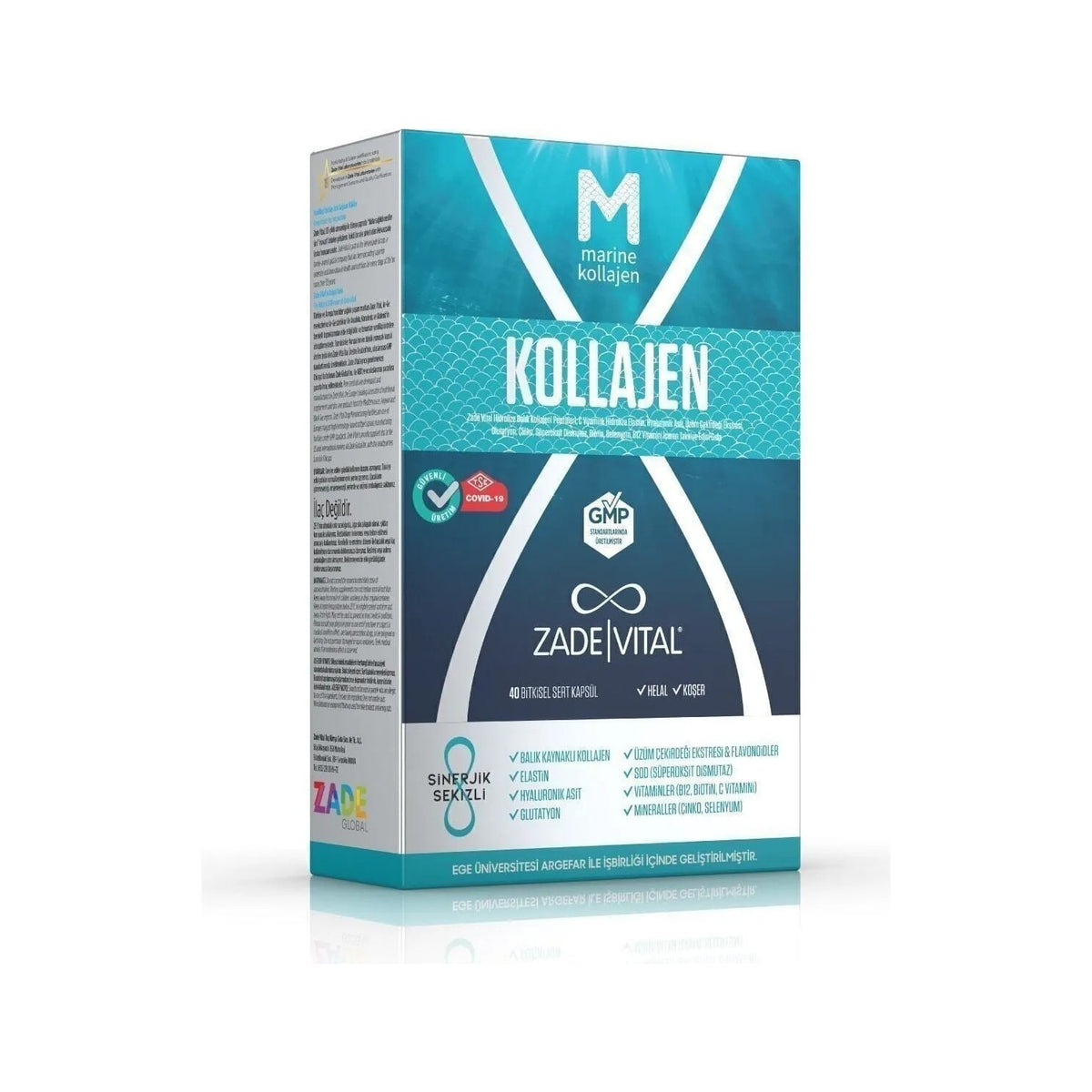 Zade Vital Marine Collagen + Hyaluronic Acid Bitkisel Sert 40'li Capsule - MALLTURK