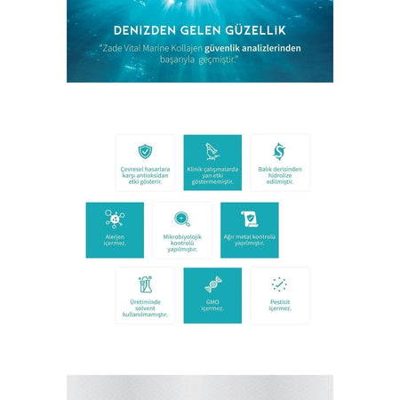 Zade Vital Marine Collagen + Hyaluronic Acid Bitkisel Sert 40'li Capsule - MALLTURK