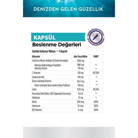 Zade Vital Marine Collagen + Hyaluronic Acid Bitkisel Sert 40'li Capsule - MALLTURK