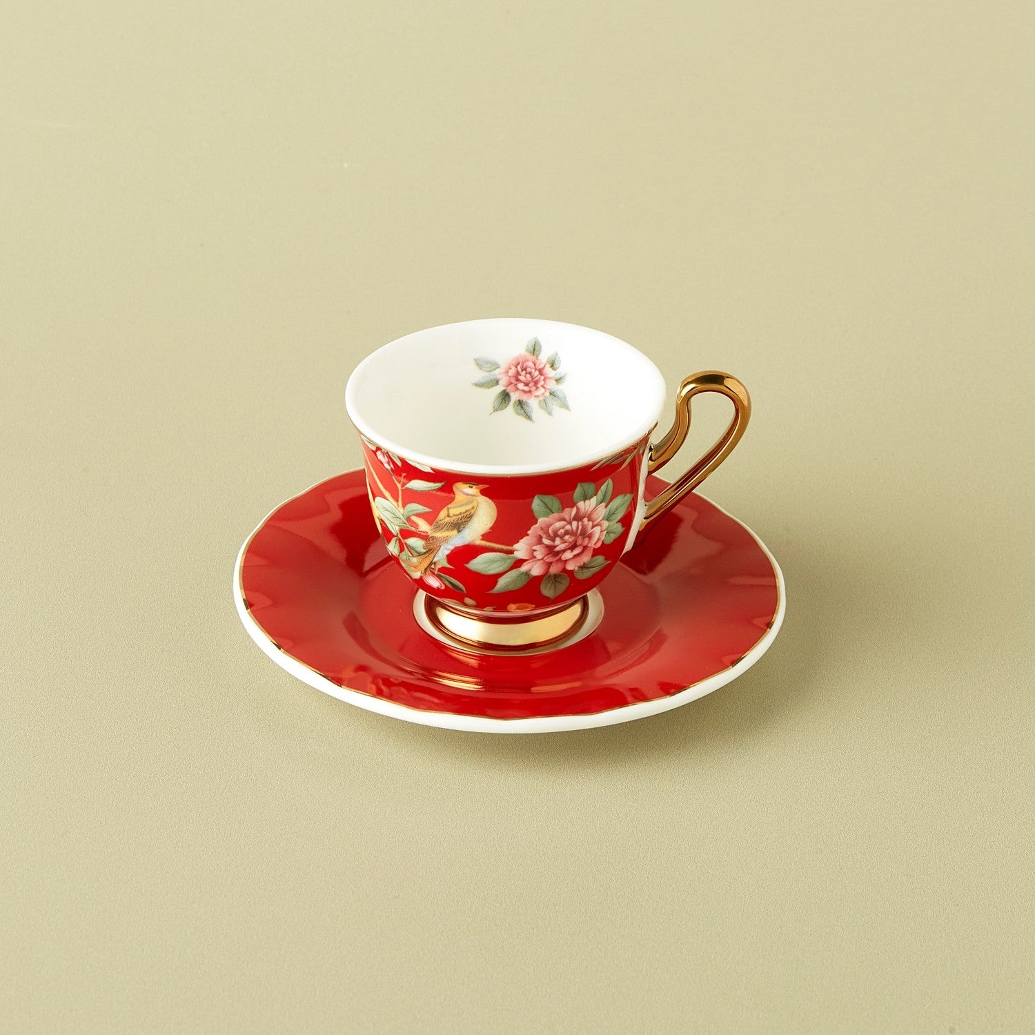 Karaca Red Rose Turkish Coffee Cup Set for 2, 90 ml - MALLTURK