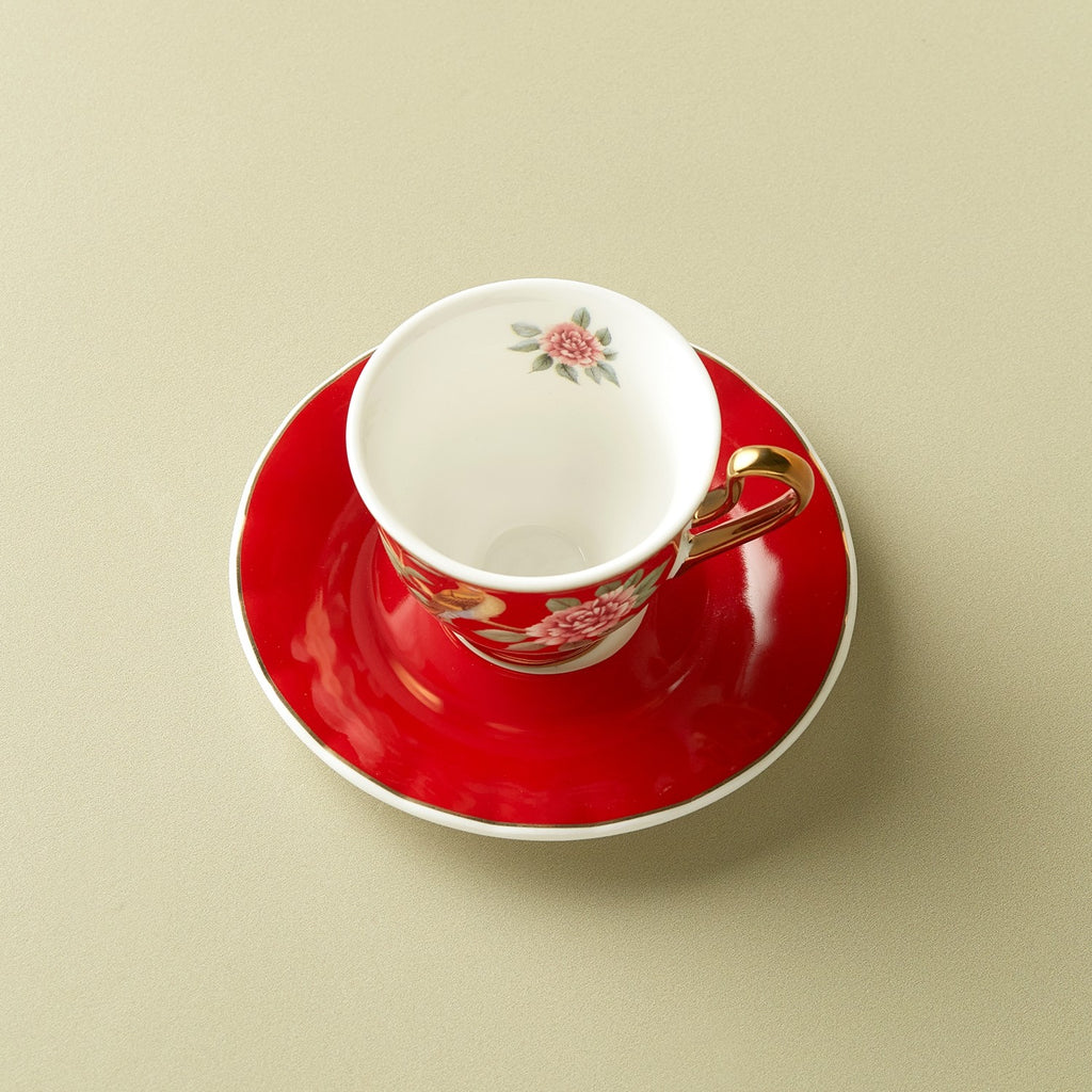 Karaca Red Rose Turkish Coffee Cup Set for 2, 90 ml