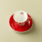 Karaca Red Rose Turkish Coffee Cup Set for 2, 90 ml