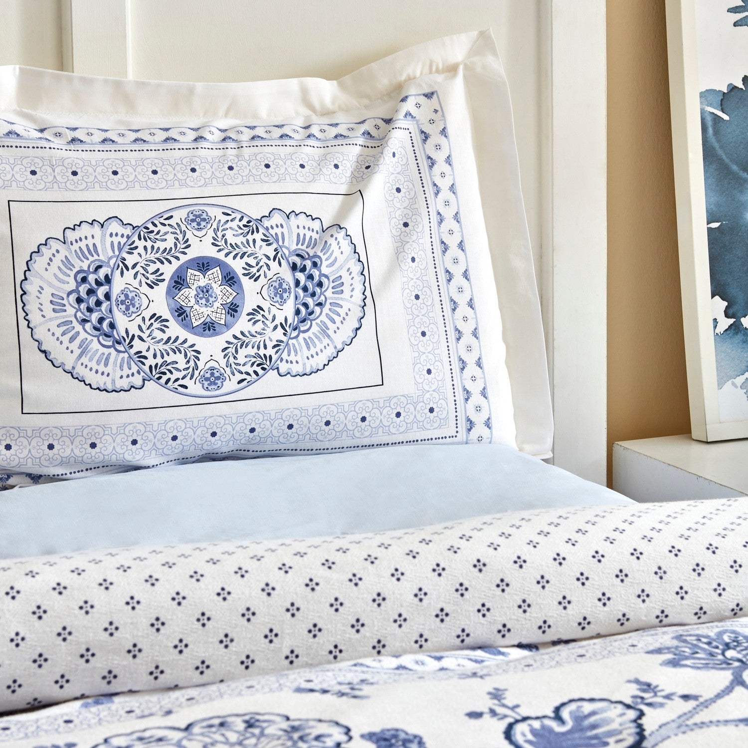 Karaca Home Amar %100 Cotton Double Duvet Cover Set Blue - MALLTURK