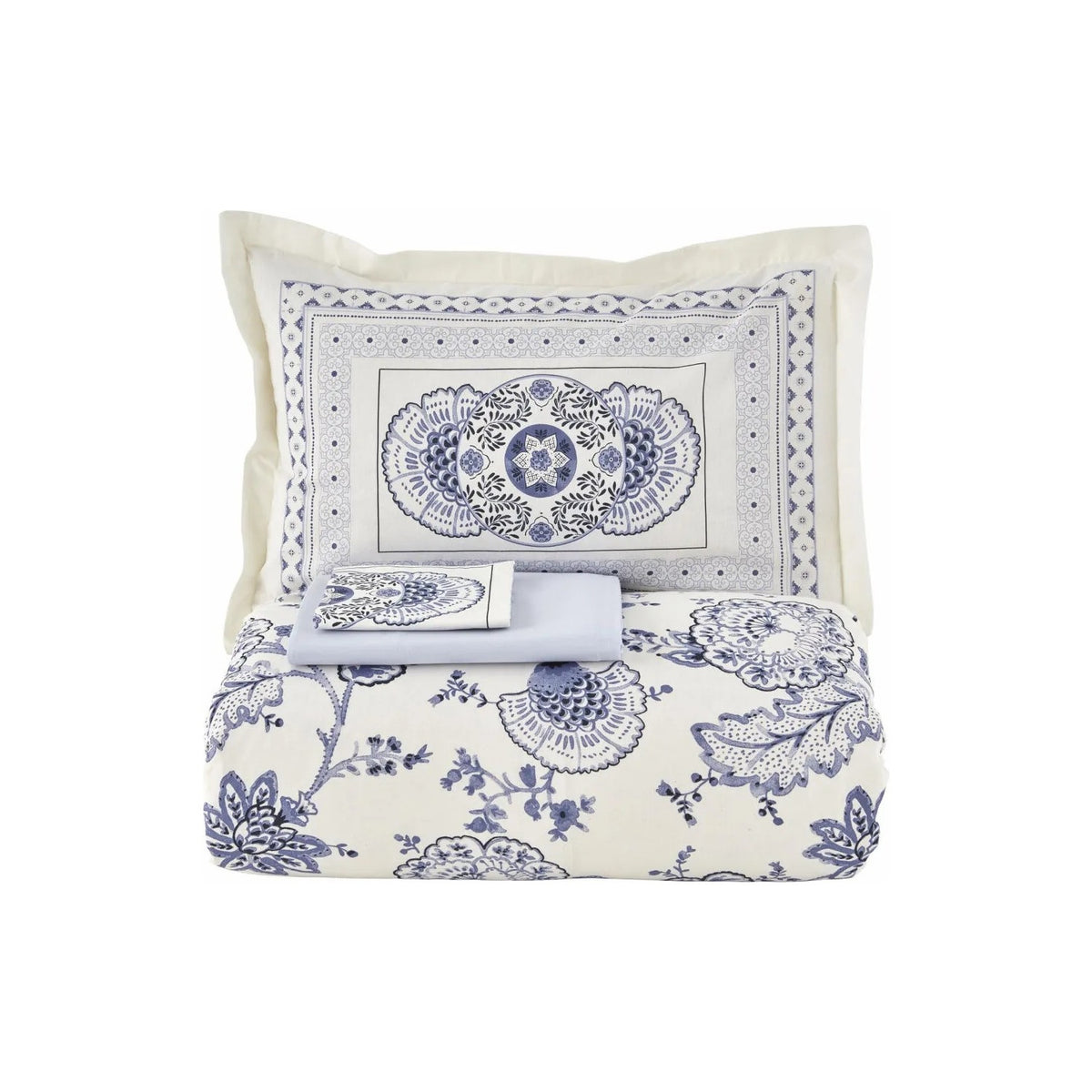 Karaca Home Amar %100 Cotton Double Duvet Cover Set Blue - MALLTURK