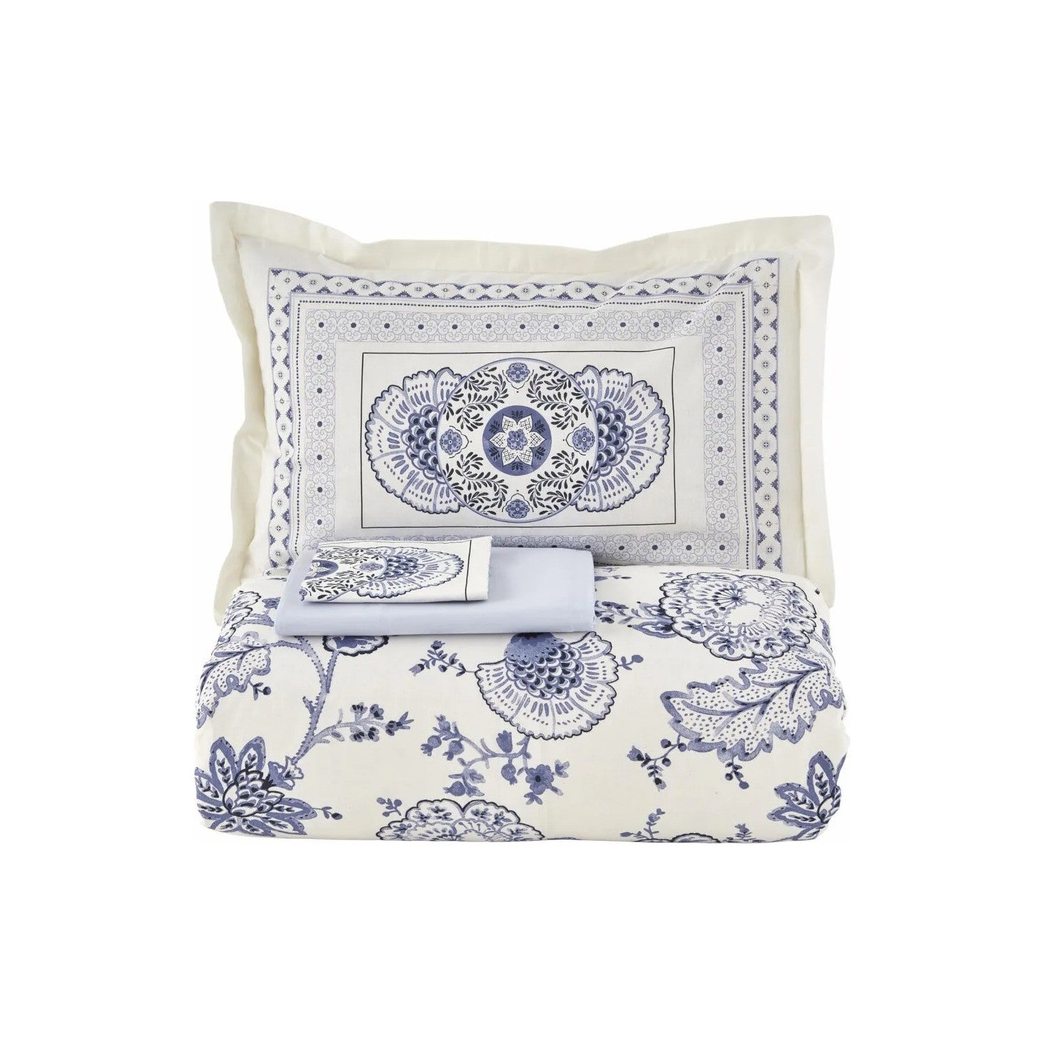 Karaca Home Amar %100 Cotton Double Duvet Cover Set Blue - MALLTURK
