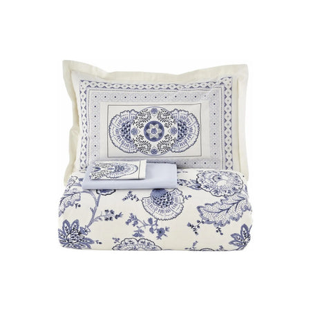 Karaca Home Amar %100 Cotton Double Duvet Cover Set Blue - MALLTURK