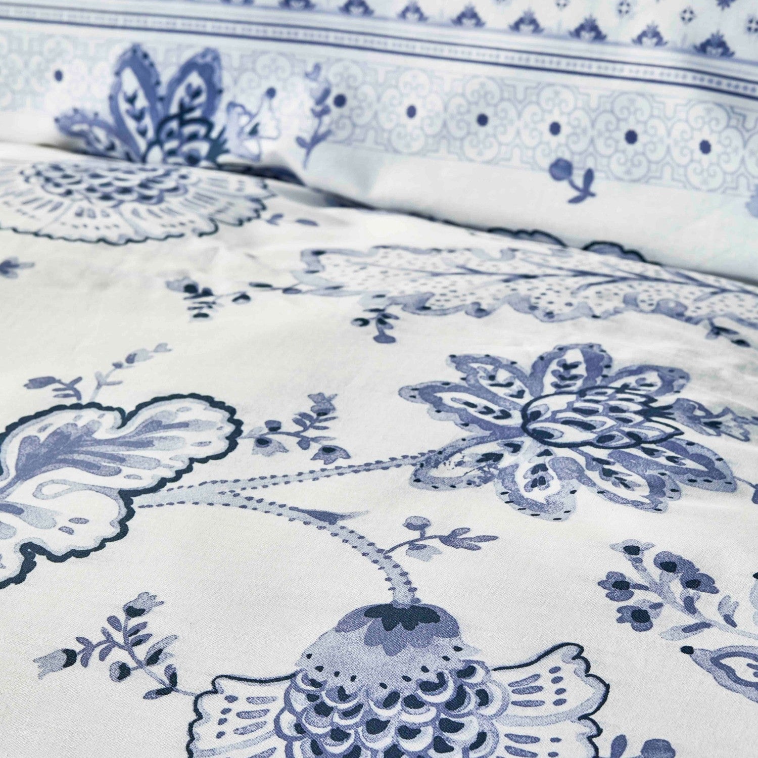 Karaca Home Amar %100 Cotton Double Duvet Cover Set Blue - MALLTURK