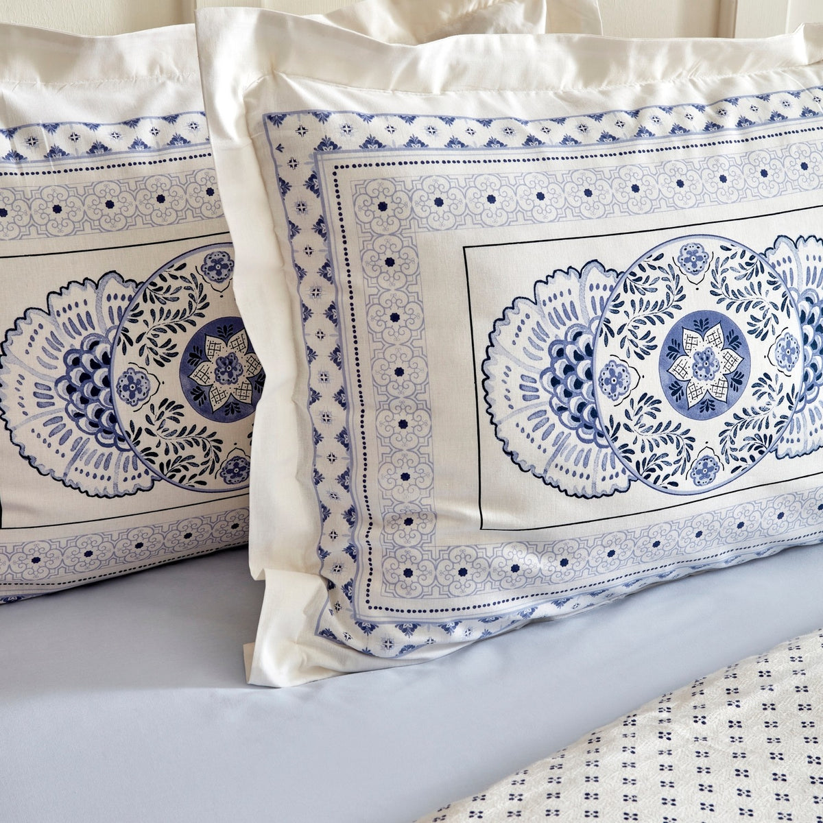 Karaca Home Amar %100 Cotton Double Duvet Cover Set Blue - MALLTURK