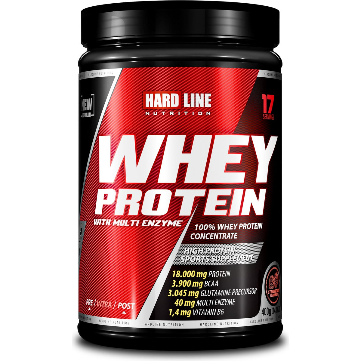 Hardline Nutrition Whey Protein Powder 400g Strawberry Flavored - Special Formula for Muscle Development - MALLTURK
