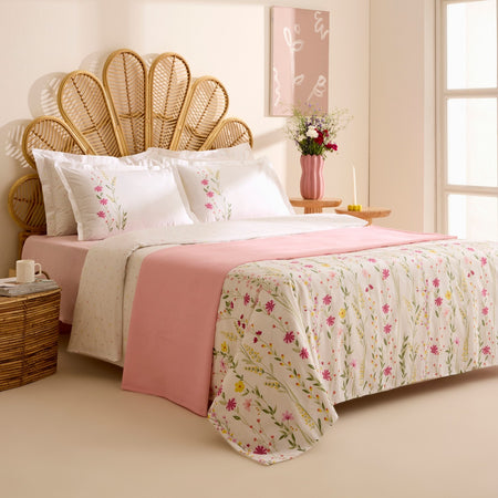 Karaca Home Isolde %100 Cotton Double Duvet Cover and Pique Set Pink - MALLTURK
