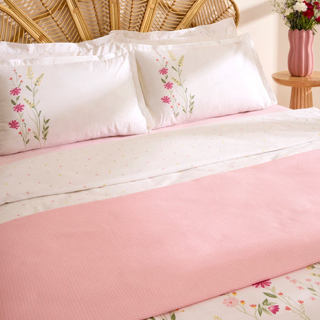 Karaca Home Isolde %100 Cotton Double Duvet Cover and Pique Set Pink - MALLTURK