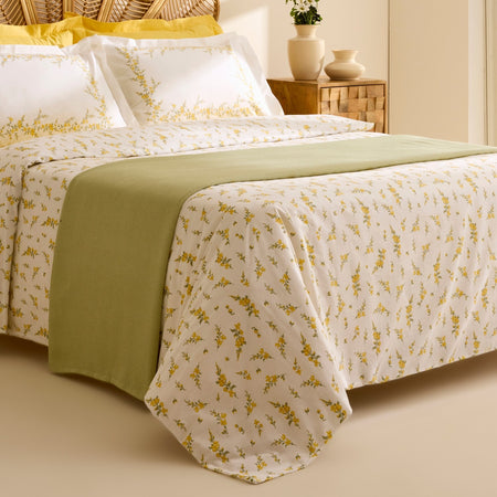 Karaca Home Petalya %100 Cotton Double Duvet Cover and Pique Set Yellow - MALLTURK