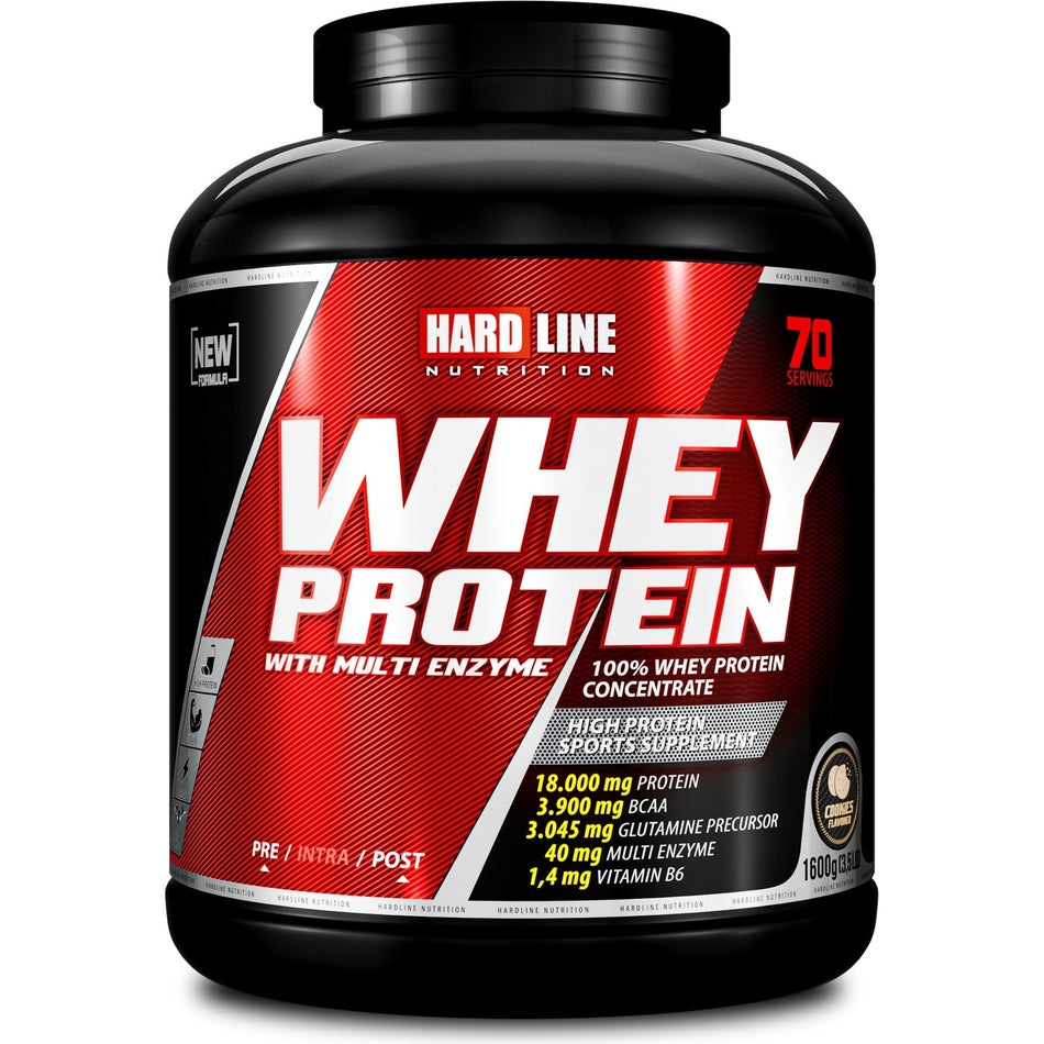 Hardline Nutrition Whey Protein Powder 1600g Cookie Flavored - Special Formula for Muscle Development - MALLTURK
