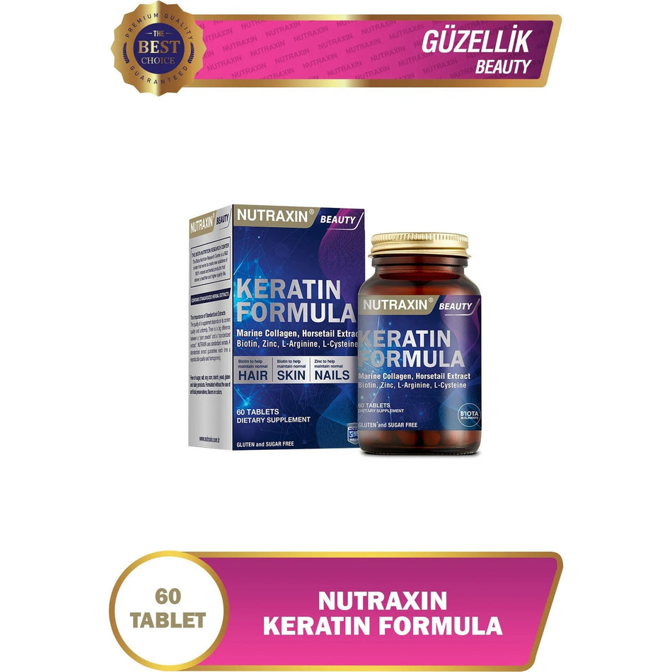 Nutraxin Keratin Formula Hair Nails Skin Dietary Supplement 60 Tablet - MALLTURK