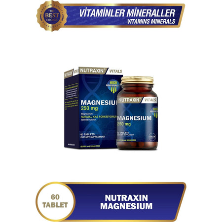 Nutraxin Magnesium Sitrat 250 mg 60 Tablet Glutensiz - MALLTURK