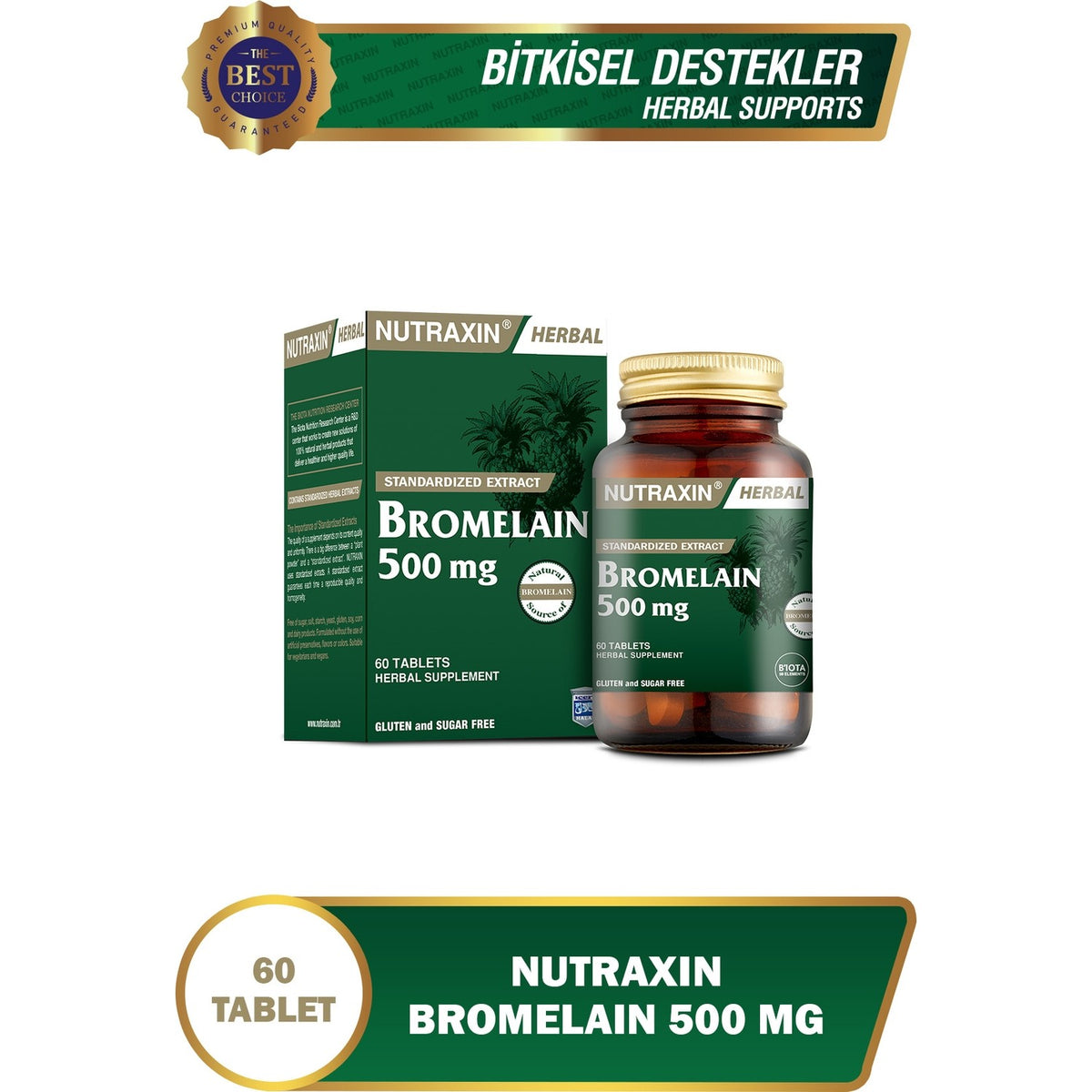 Nutraxin Bromelain 500 Mg Dietary Supplement 60 Tablet - MALLTURK