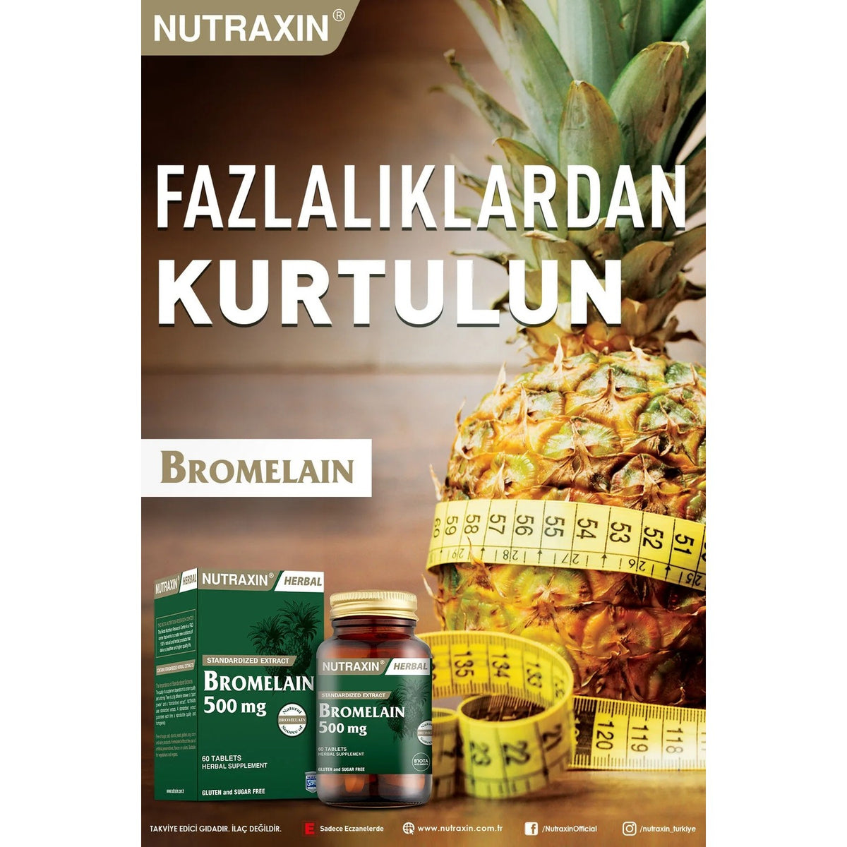 Nutraxin Bromelain 500 Mg Dietary Supplement 60 Tablet - MALLTURK