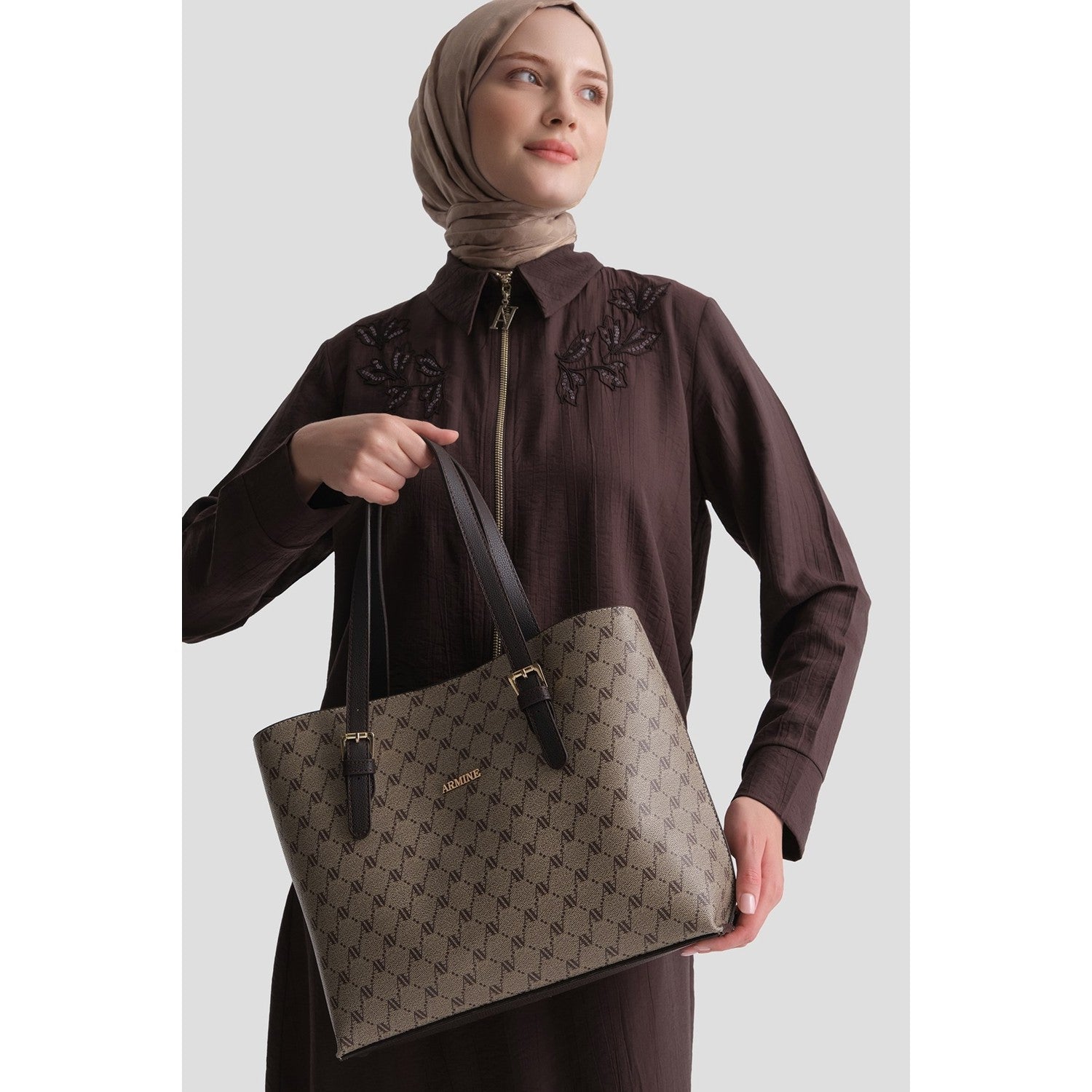 Armine Polka Dot Bag Mink Timeless Fashion - MALLTURK
