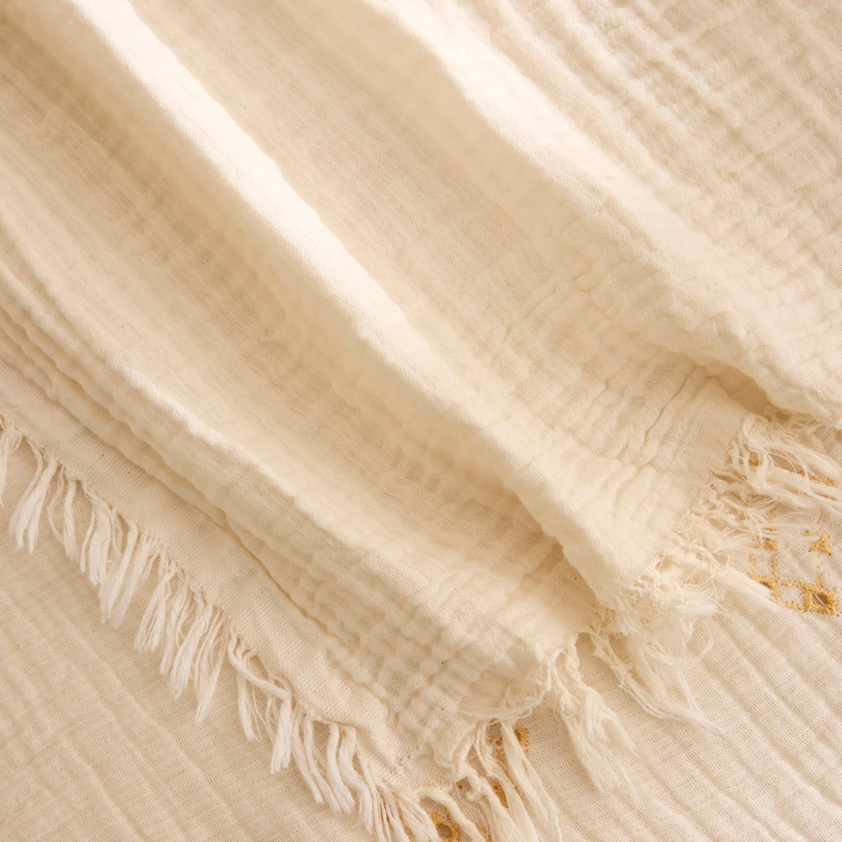 Karaca Home Nobile Embroidered Muslin Double Bed Quilt Set Yellow - MALLTURK