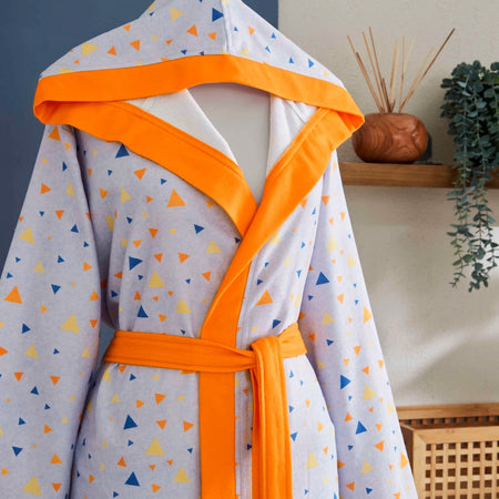 Tac Prisma Printed Teen Bathrobe Orange S/M - MALLTURK