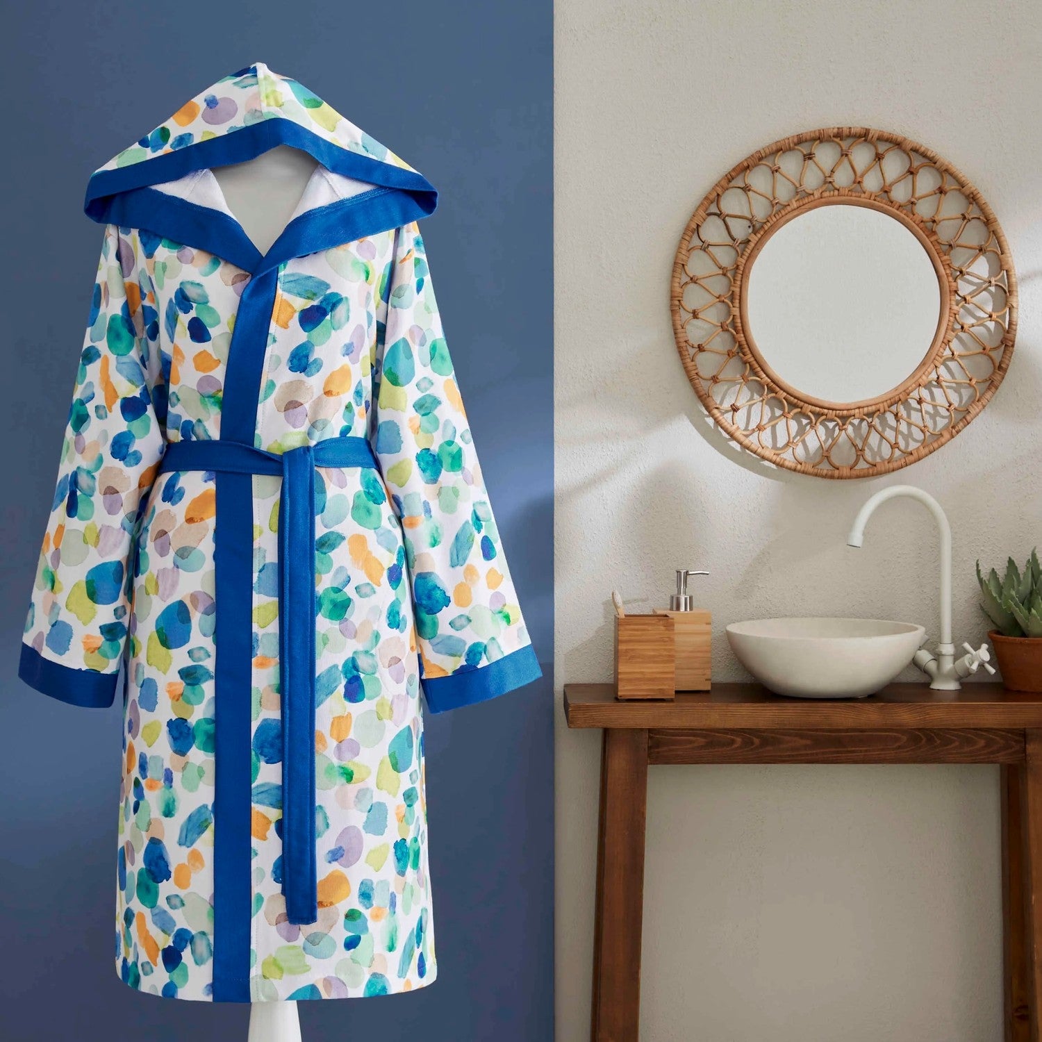 Tac Loria Printed Young Woman Bathrobe Yellow M/L - MALLTURK