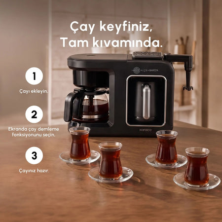 Karaca Hatir Plus Barista 6-in-1 Coffee Maker, Black and Silver - MALLTURK