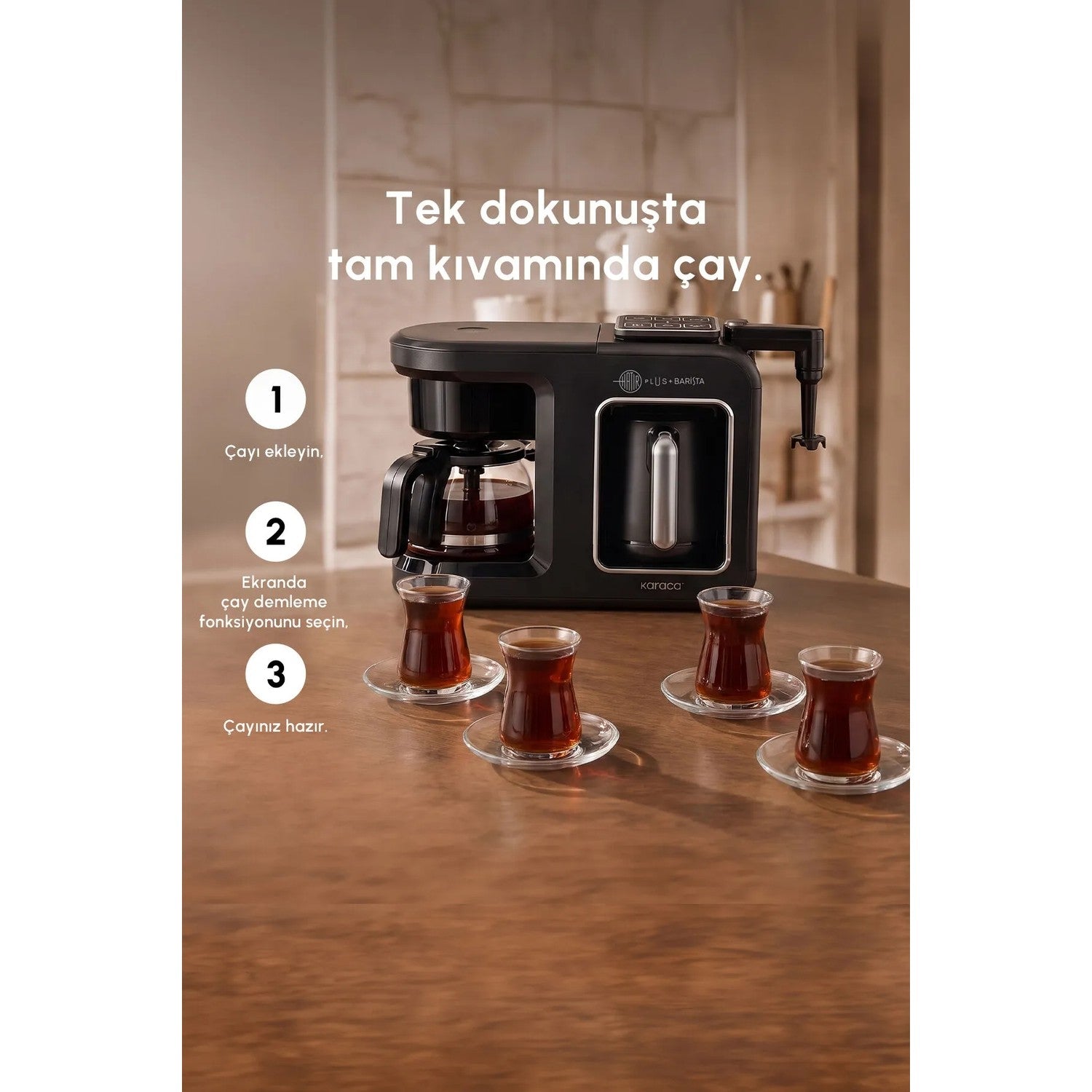 Karaca Hatir Plus Barista 6-in-1 Coffee Maker, Black and Silver - MALLTURK