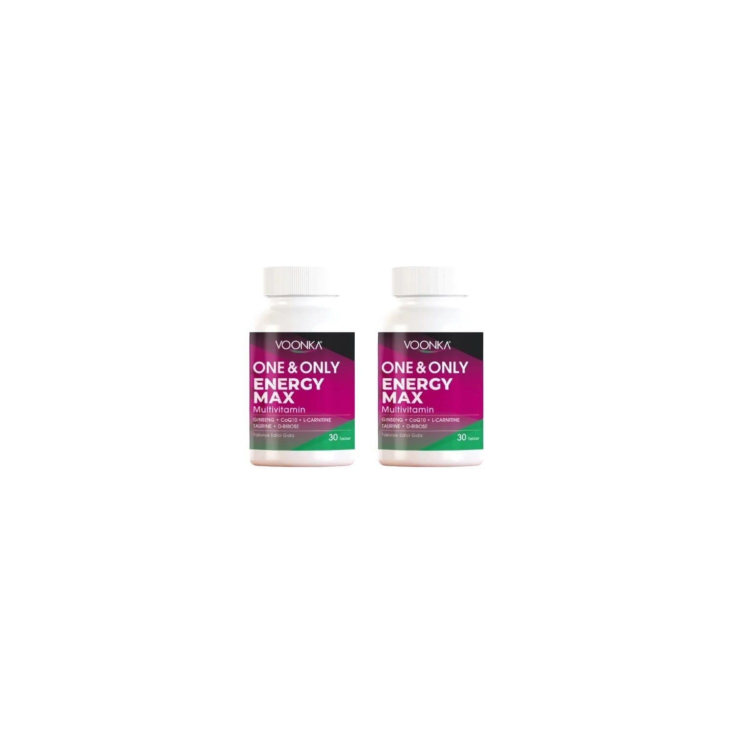 Voonka One and Only Energy Max 1+1 Multivitamin 30 Capsules Ginseng CoQ10 L-Carnitine D-Ribose - MALLTURK