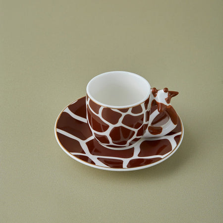 Karaca Giraffe Pattern Turkish Coffee Cup Set for 2, 90 ml - MALLTURK