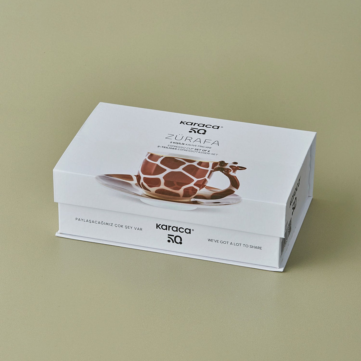 Karaca Giraffe Pattern Turkish Coffee Cup Set for 2, 90 ml - MALLTURK