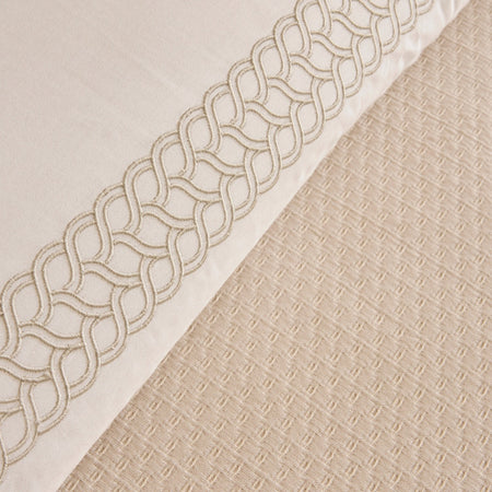 Karaca Home Linnea 100% Cotton Embroidered Double Bed Quilted Bedding Set, Beige - MALLTURK