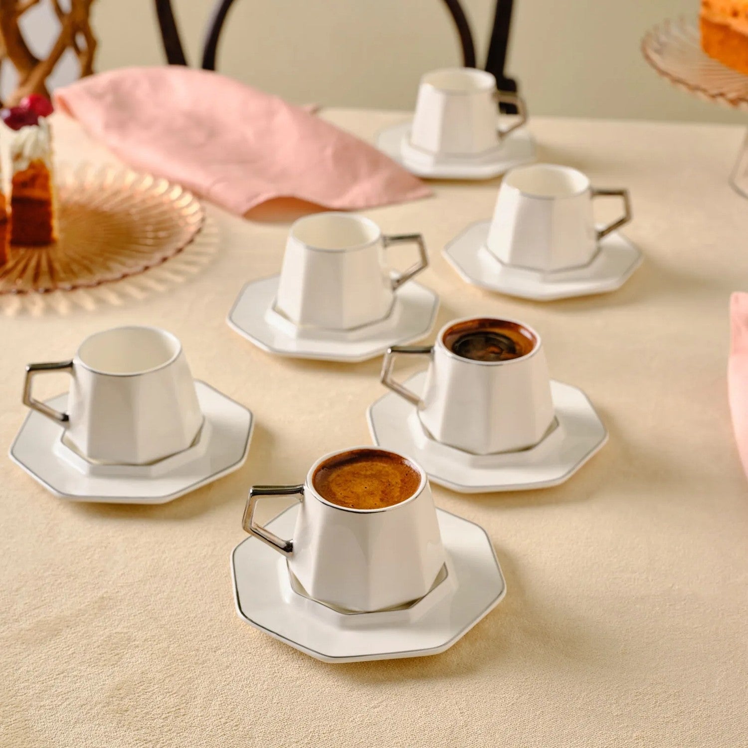Karaca Zeher Turkish Coffee Cup Set for 6, 90 ml