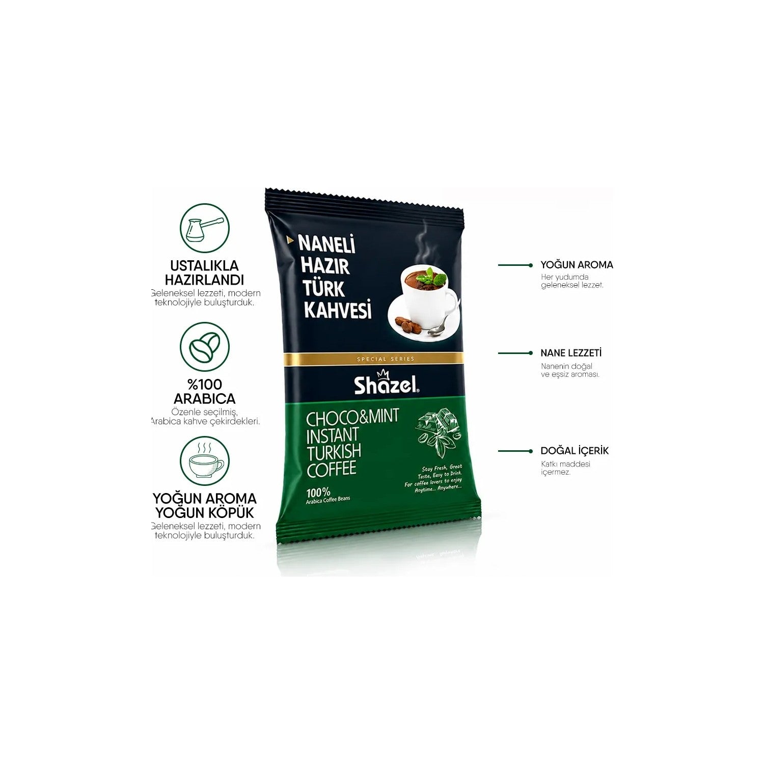 Shazel Mint Turkish Coffee 100 g | Natural Mint Oil | Special Series - MALLTURK