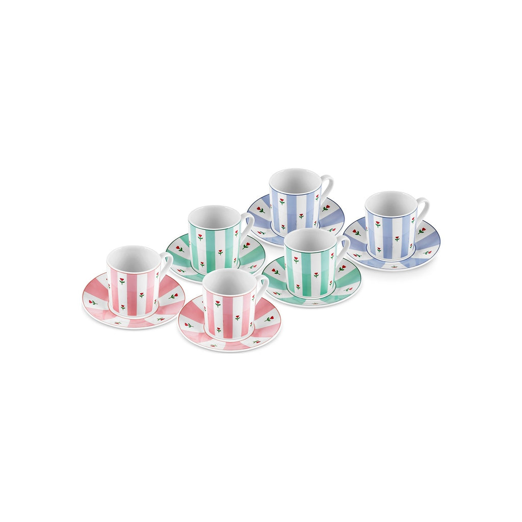 Karaca Flowerful Turkish Coffee Cup Set for 6, 80 ml