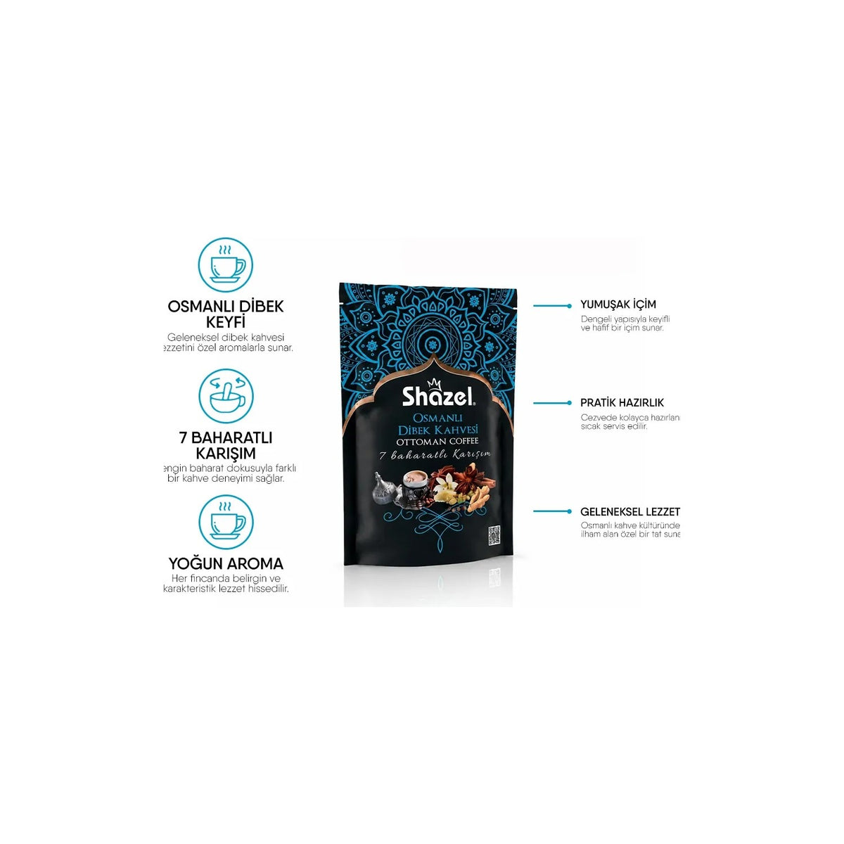 Shazel Ottoman Dibek Coffee 200 g, 7-Spice Blend, Traditional Recipe - MALLTURK