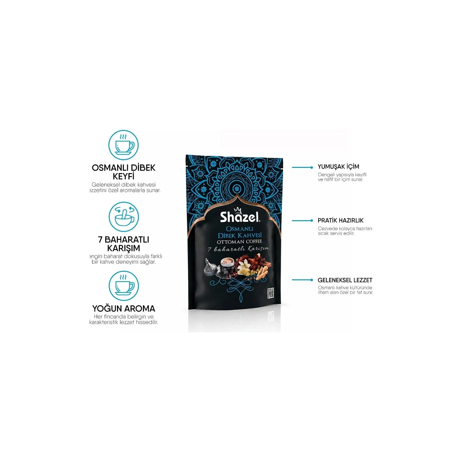Shazel Ottoman Dibek Coffee 200 g, 7-Spice Blend, Traditional Recipe - MALLTURK